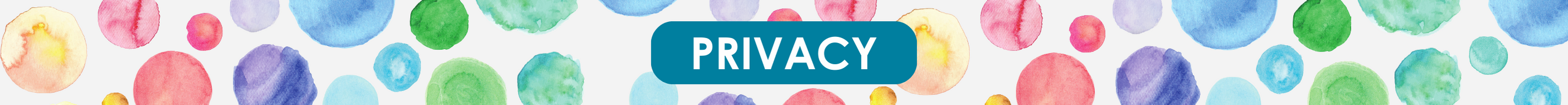 Privacy word in a box of rainbow bubbles