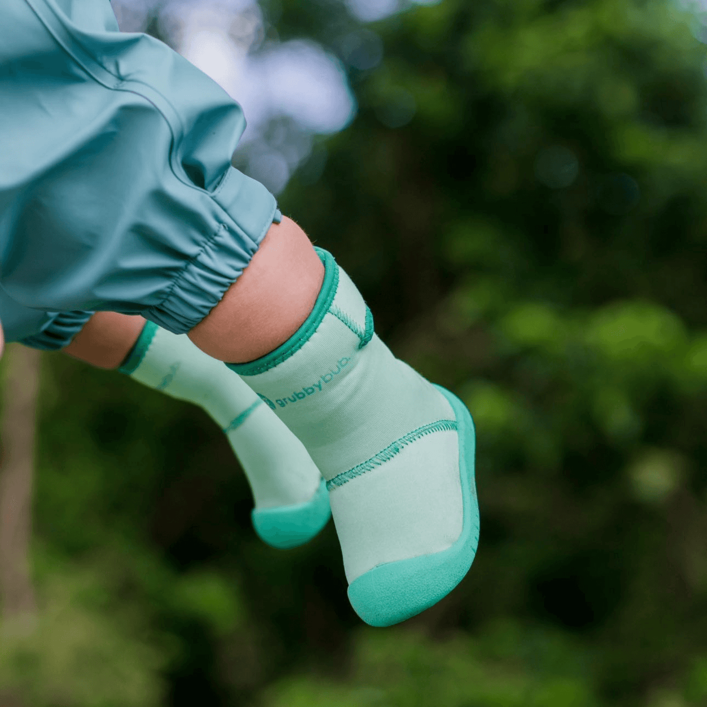 Pre walker wellies for toddlers, teal green Wee Wellies soft sole barefoot shoes for early walkers. flexible barefoot style shoes for outdoor play